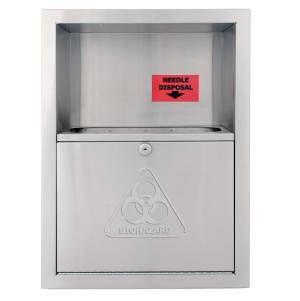 Recessed Stainless Steel Needle Disposal Cabinet with Satin Finish